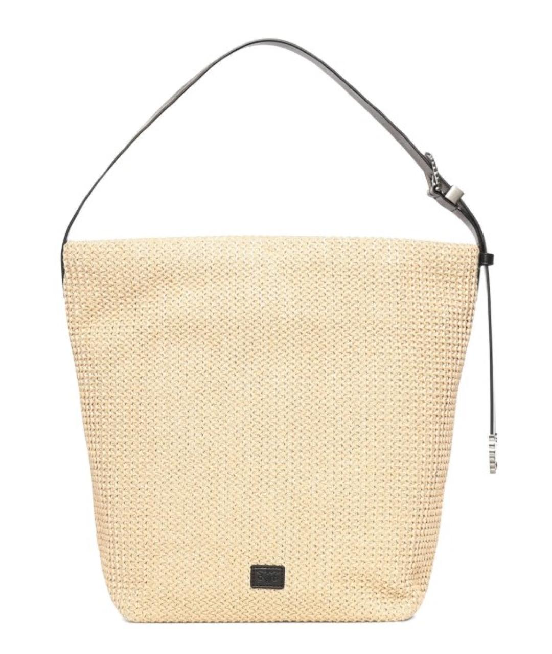 PINKO Бежевая кожаная сумка тоут, фото 1