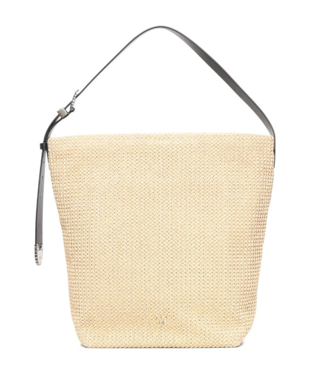 PINKO Бежевая кожаная сумка тоут, фото 2