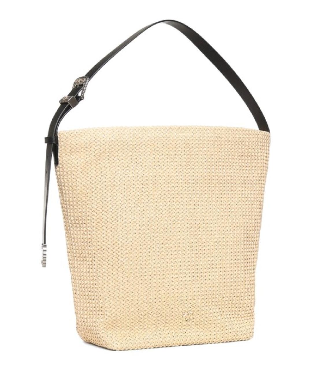 PINKO Бежевая кожаная сумка тоут, фото 3