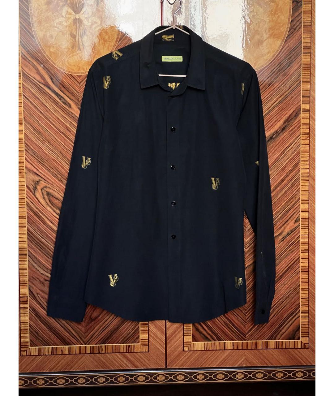 VERSACE JEANS COUTURE Черная хлопковая кэжуал рубашка, фото 8