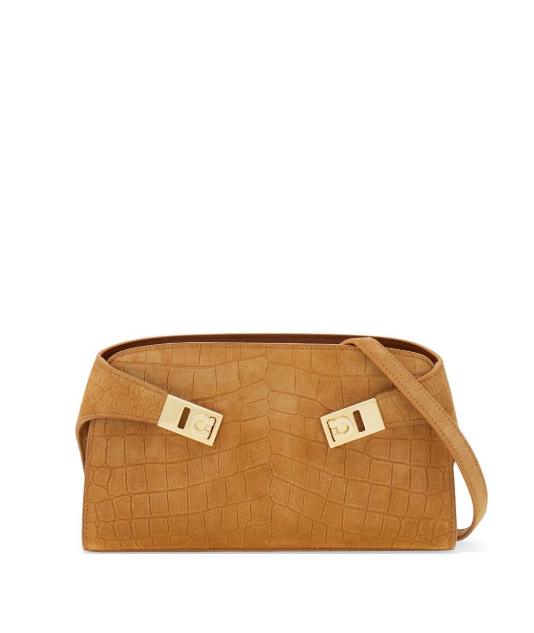 FERRAGAMO Коричневая кожаная сумка через плечо, фото 1