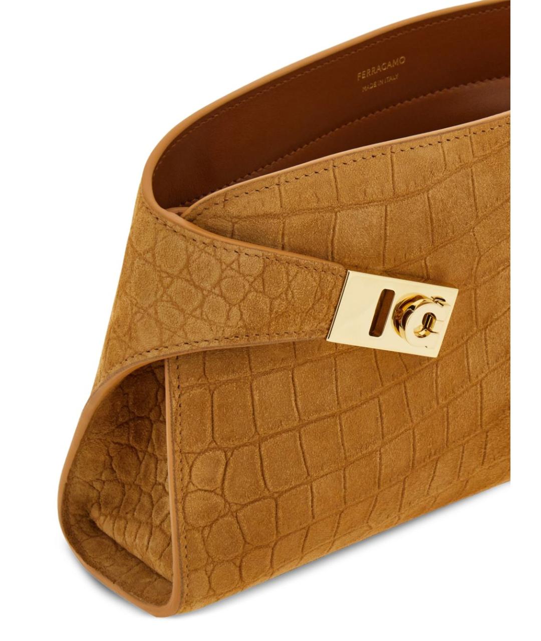 FERRAGAMO Коричневая кожаная сумка через плечо, фото 5