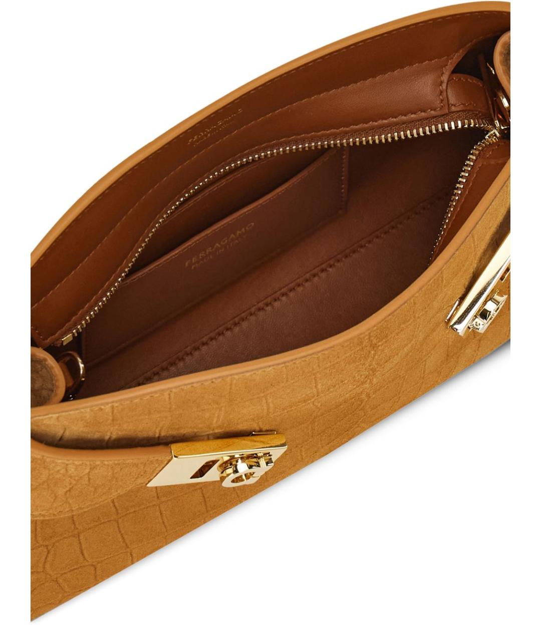 FERRAGAMO Коричневая кожаная сумка через плечо, фото 4