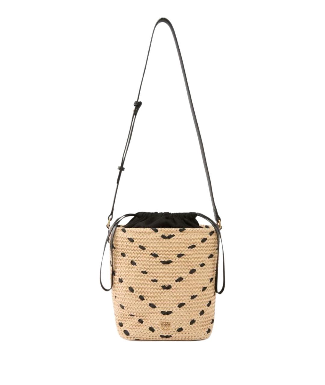 PINKO Бежевая пелетеная сумка через плечо, фото 1