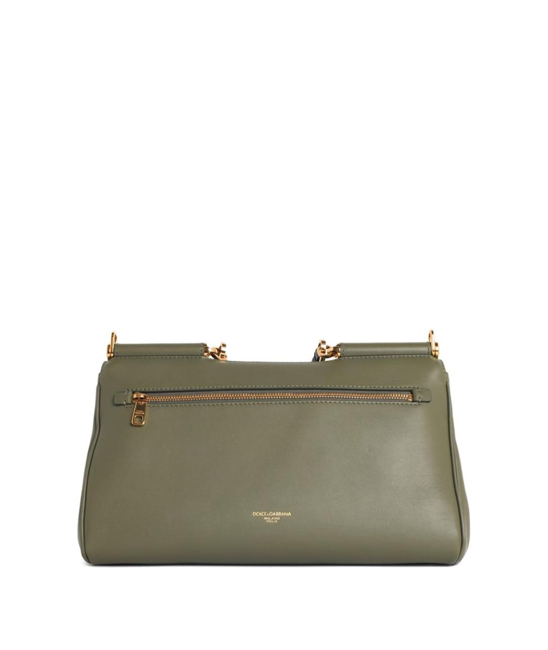 DOLCE&GABBANA Зеленая кожаная сумка тоут, фото 3