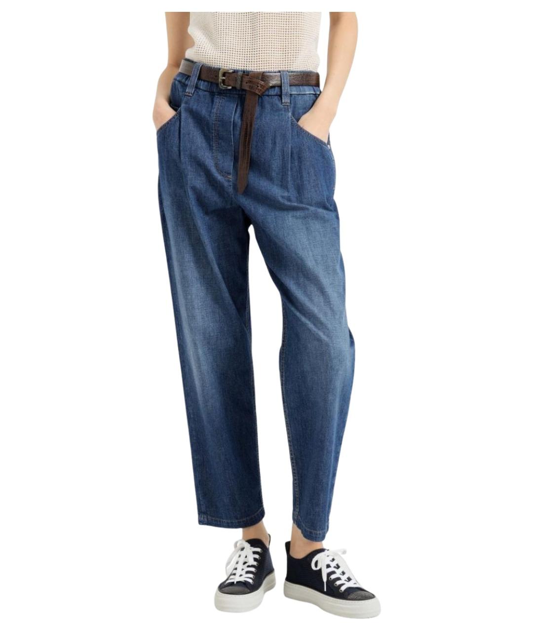 BRUNELLO CUCINELLI Синие хлопковые прямые джинсы, фото 4