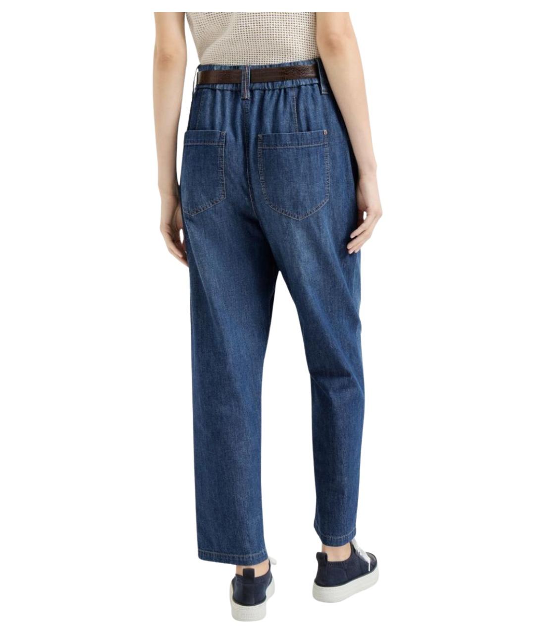 BRUNELLO CUCINELLI Синие хлопковые прямые джинсы, фото 3