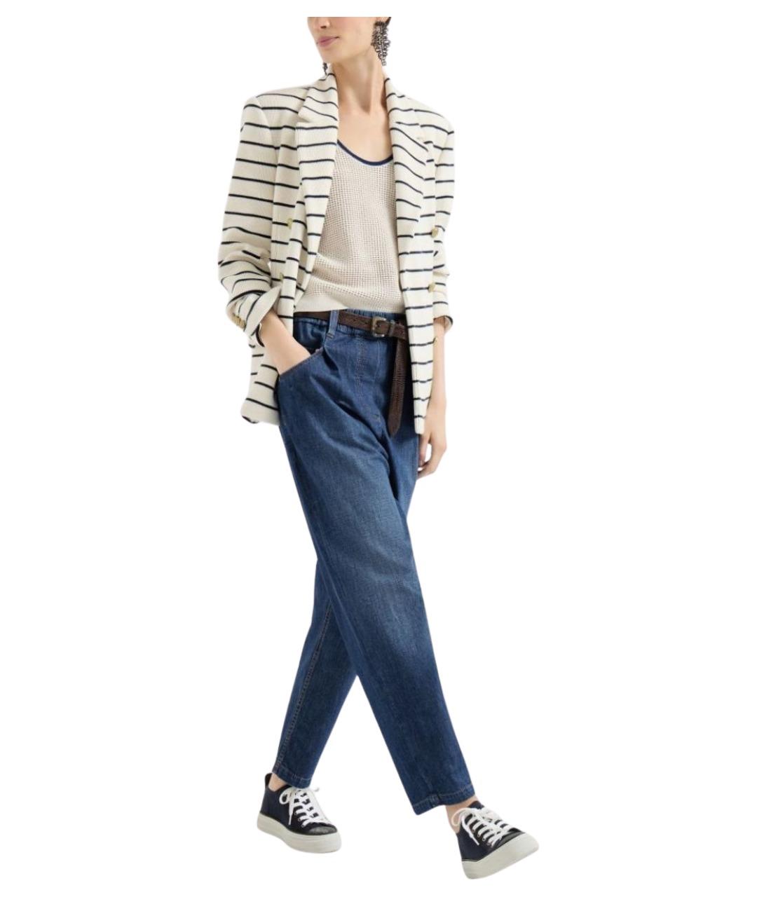 BRUNELLO CUCINELLI Синие хлопковые прямые джинсы, фото 2