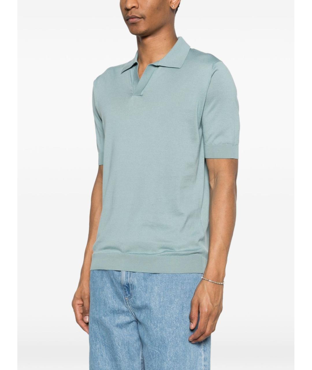 LARDINI Голубое поло с коротким рукавом, фото 4