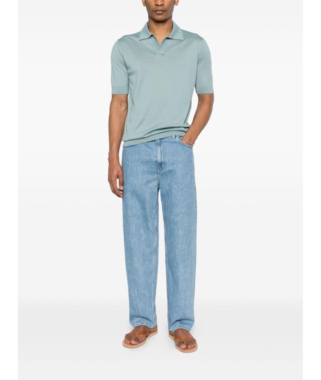 LARDINI Голубое поло с коротким рукавом, фото 3