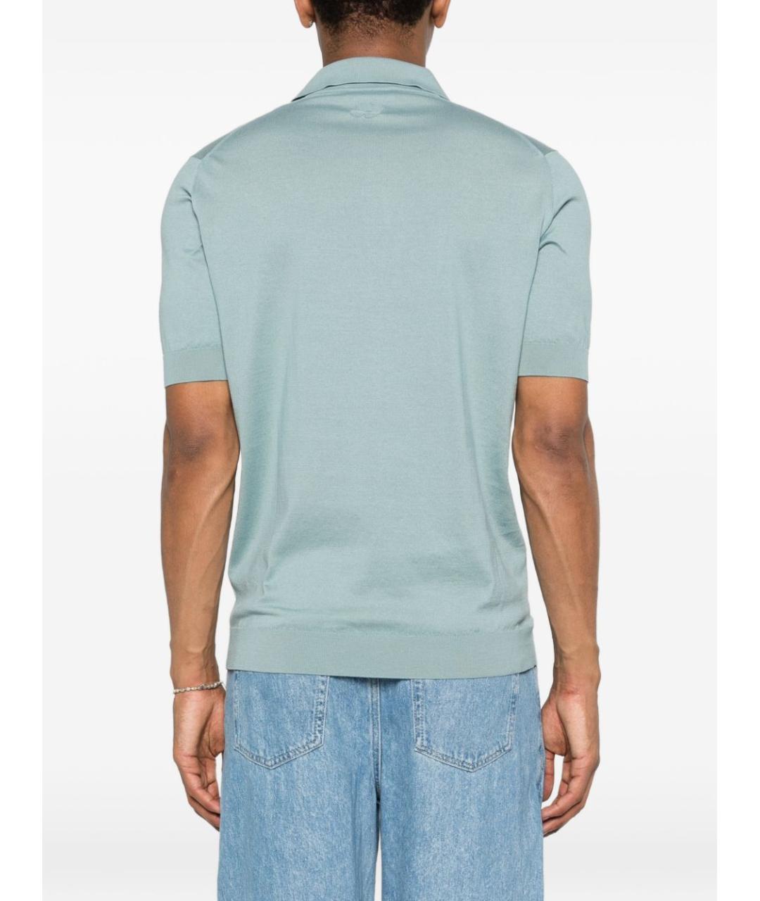 LARDINI Голубое поло с коротким рукавом, фото 5