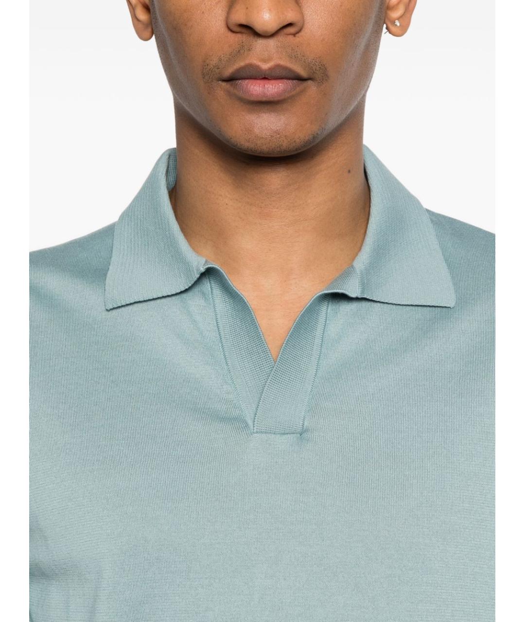 LARDINI Голубое поло с коротким рукавом, фото 2