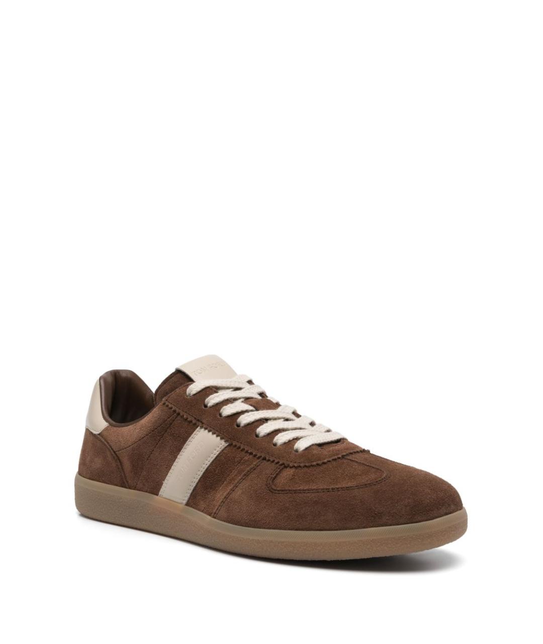 TOM FORD Коричневые замшевые низкие кроссовки / кеды, фото 2