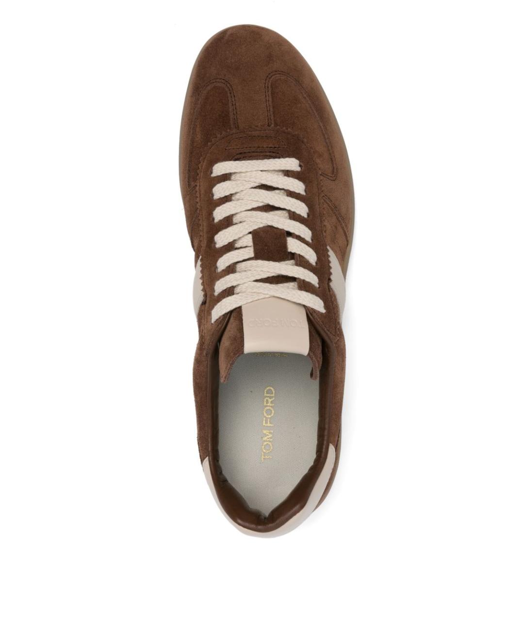 TOM FORD Коричневые замшевые низкие кроссовки / кеды, фото 4