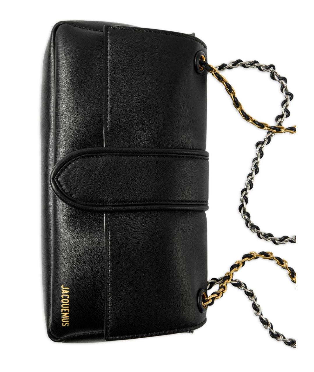 JACQUEMUS Черная кожаная сумка через плечо, фото 4