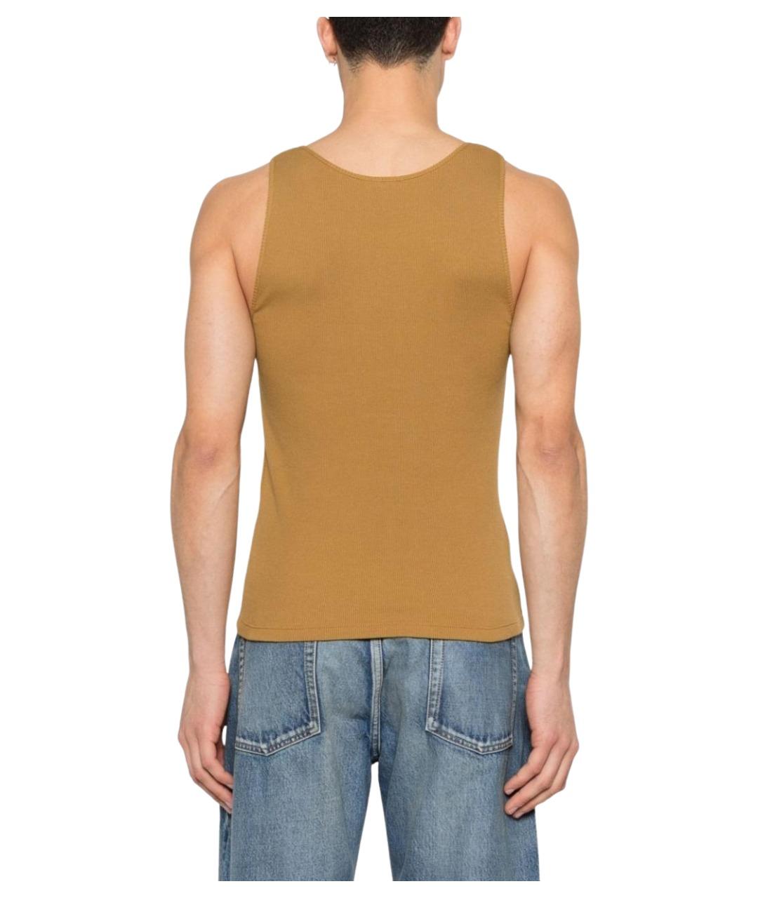 SAINT LAURENT Горчичная хлопковая майка, фото 4