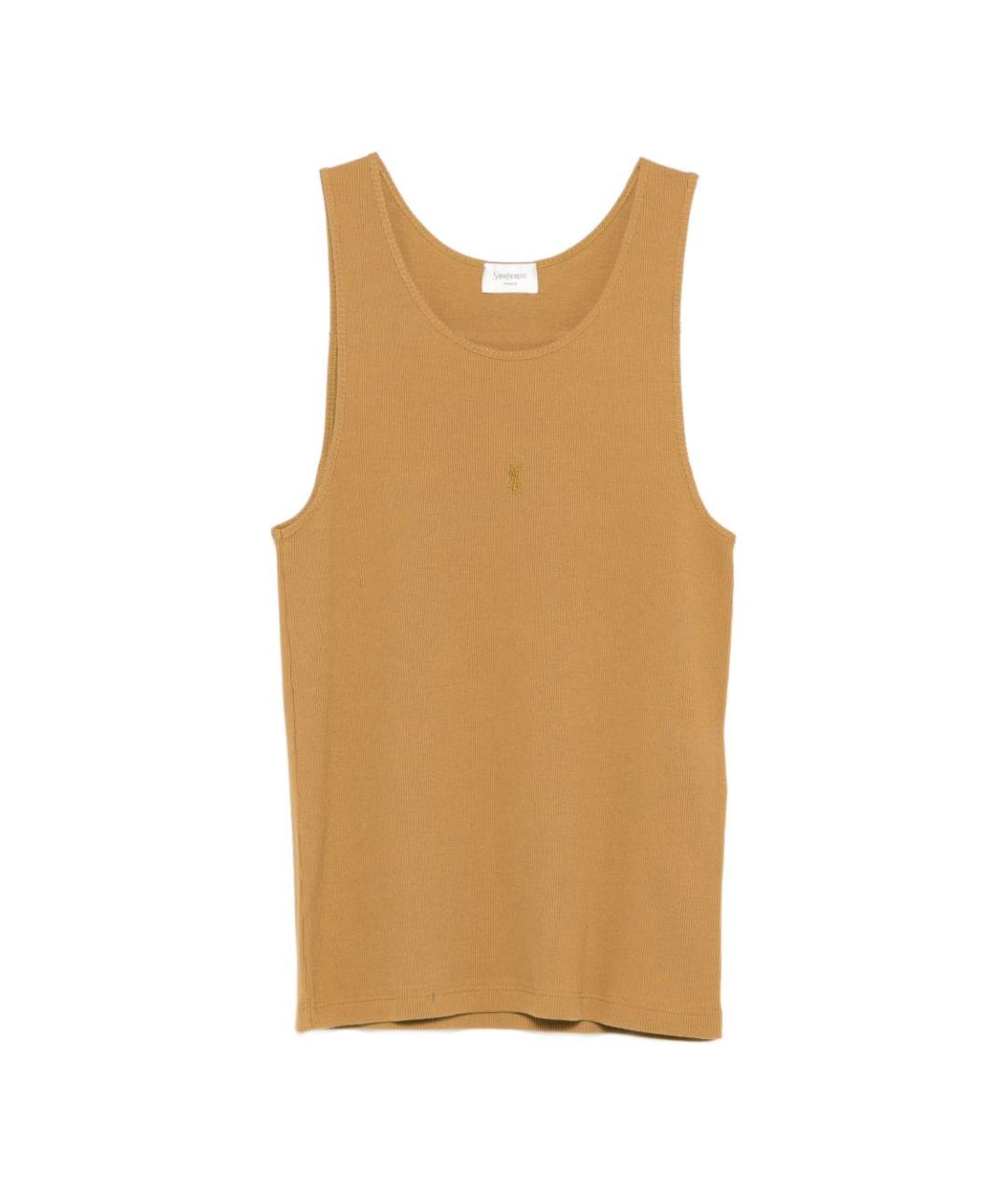SAINT LAURENT Горчичная хлопковая майка, фото 1