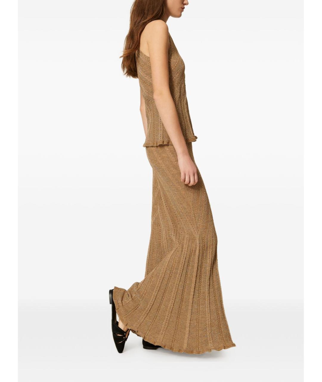 TWIN-SET Золотая юбка миди, фото 2