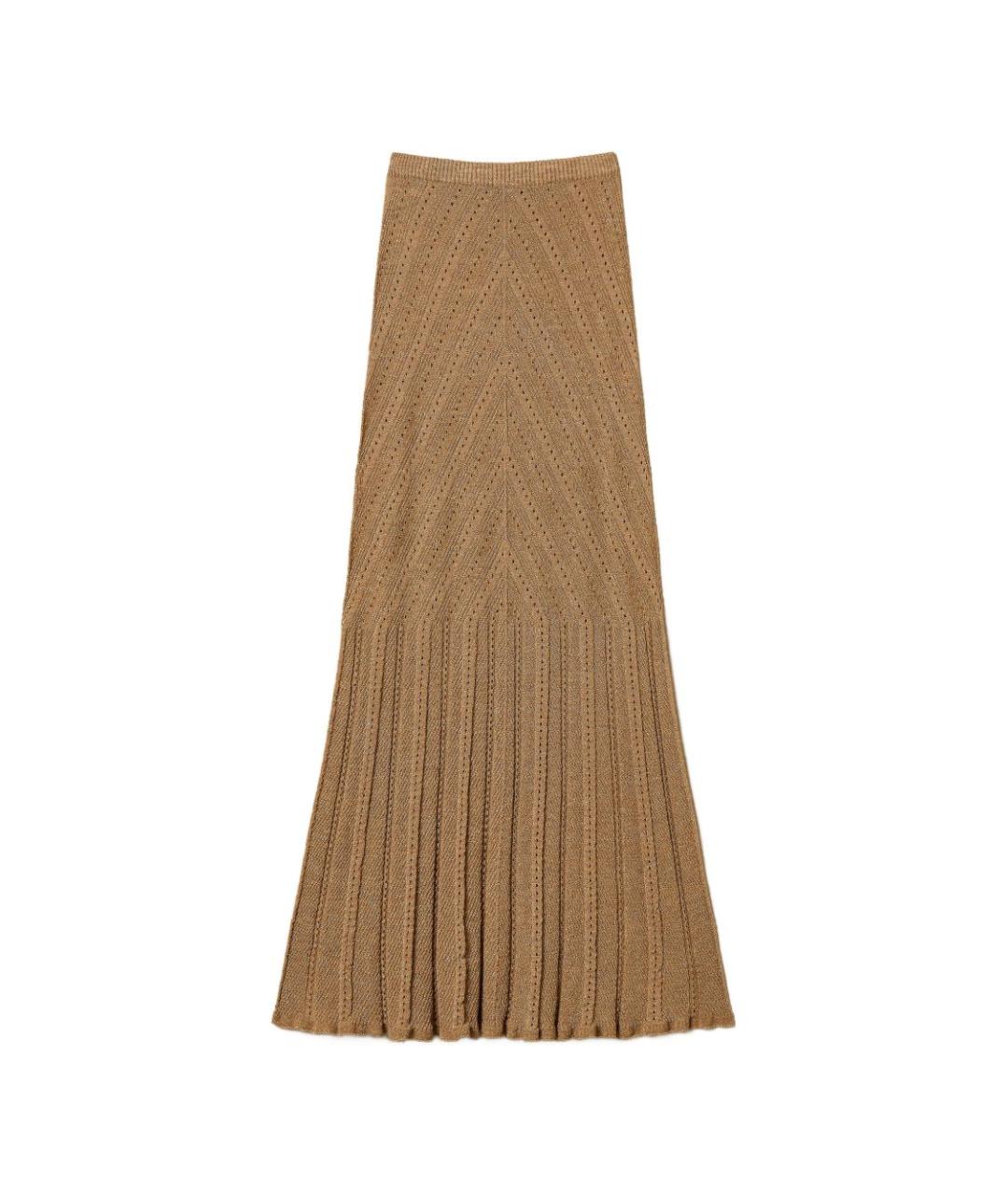 TWIN-SET Золотая юбка миди, фото 1