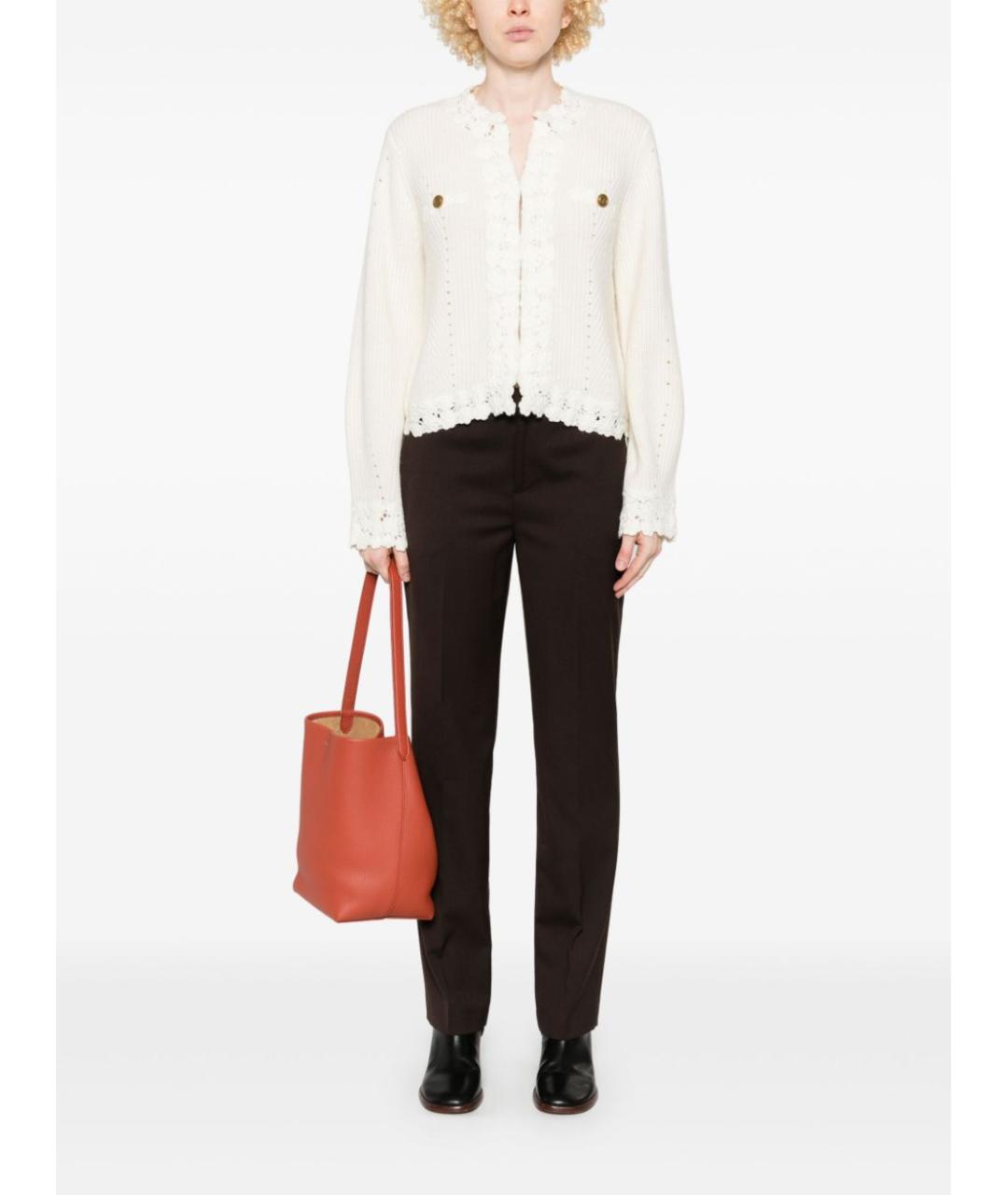 TWIN-SET Коричневые полиэстеровые прямые брюки, фото 8