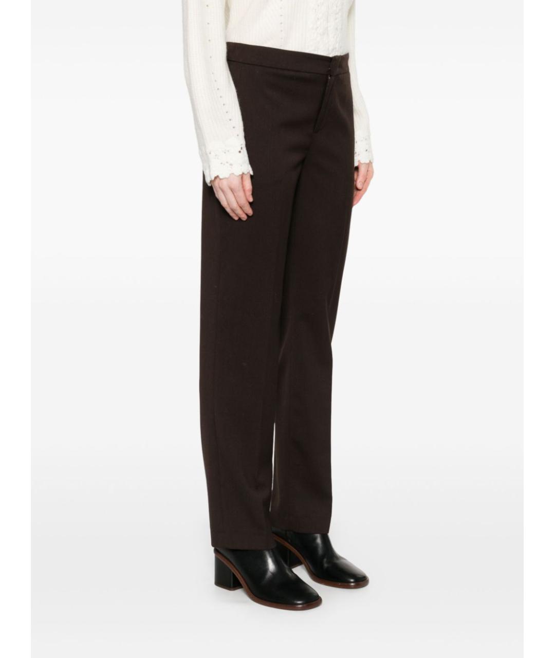 TWIN-SET Коричневые полиэстеровые прямые брюки, фото 2