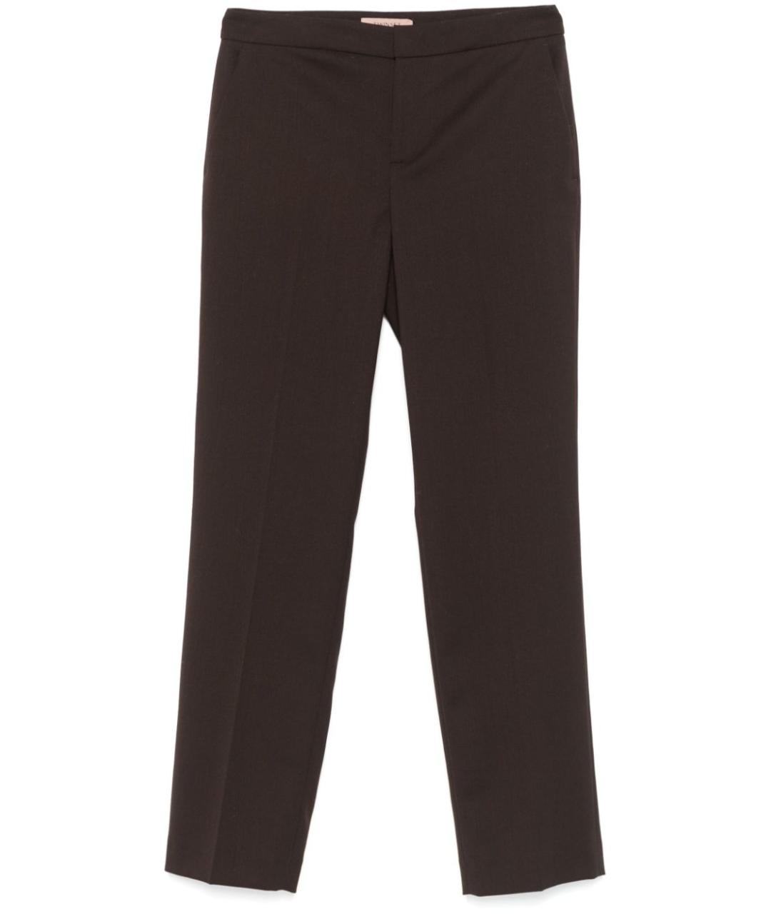 TWIN-SET Коричневые полиэстеровые прямые брюки, фото 1