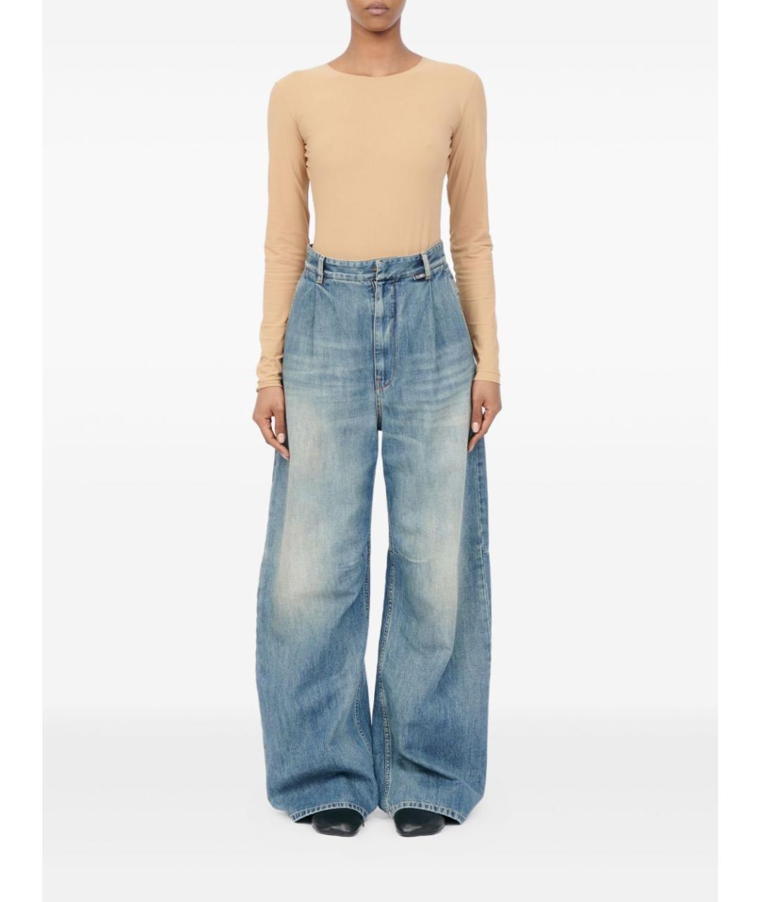 MM6 MAISON MARGIELA Голубые хлопковые прямые джинсы, фото 2