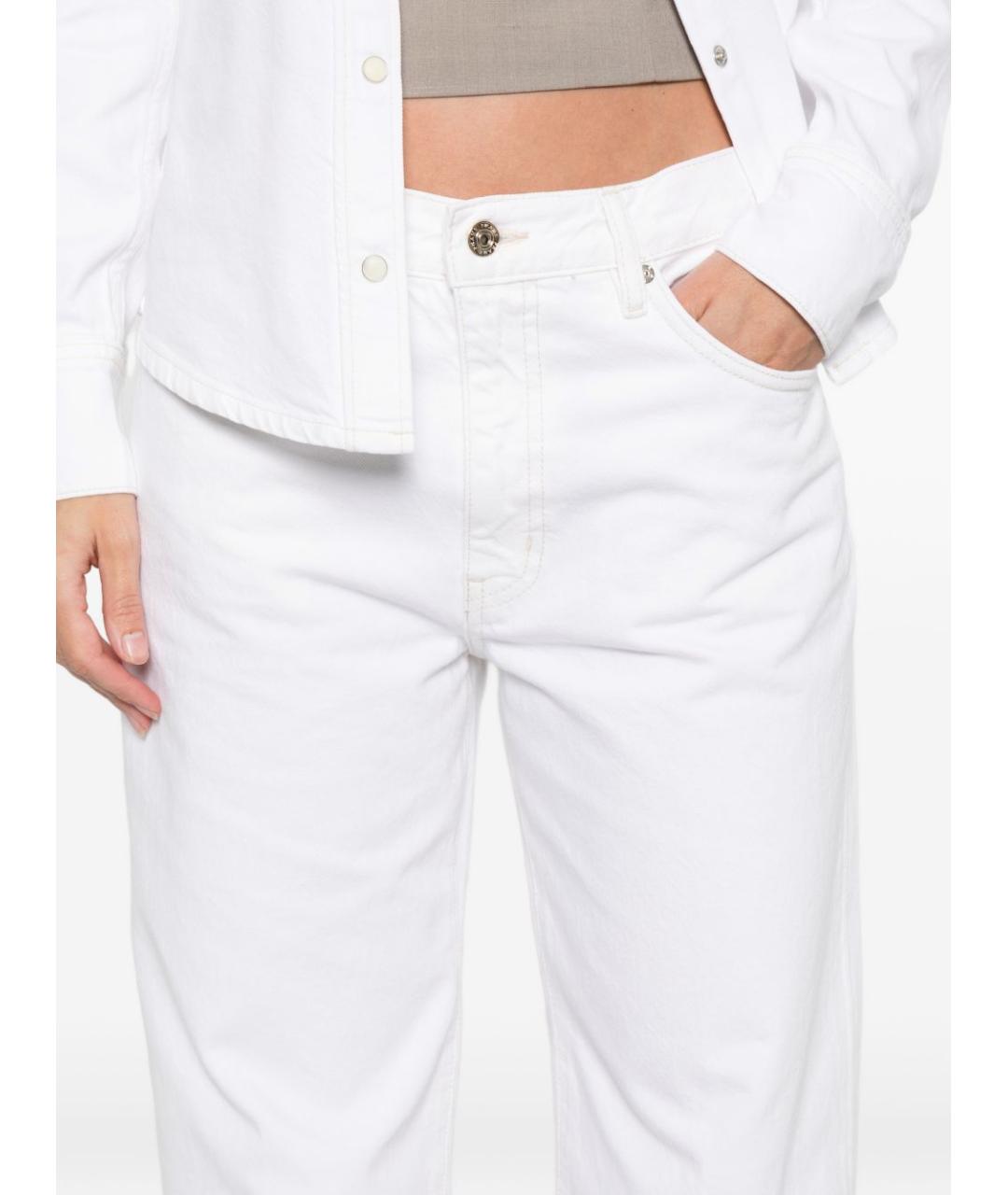 FRAME Белые хлопковые прямые джинсы, фото 2