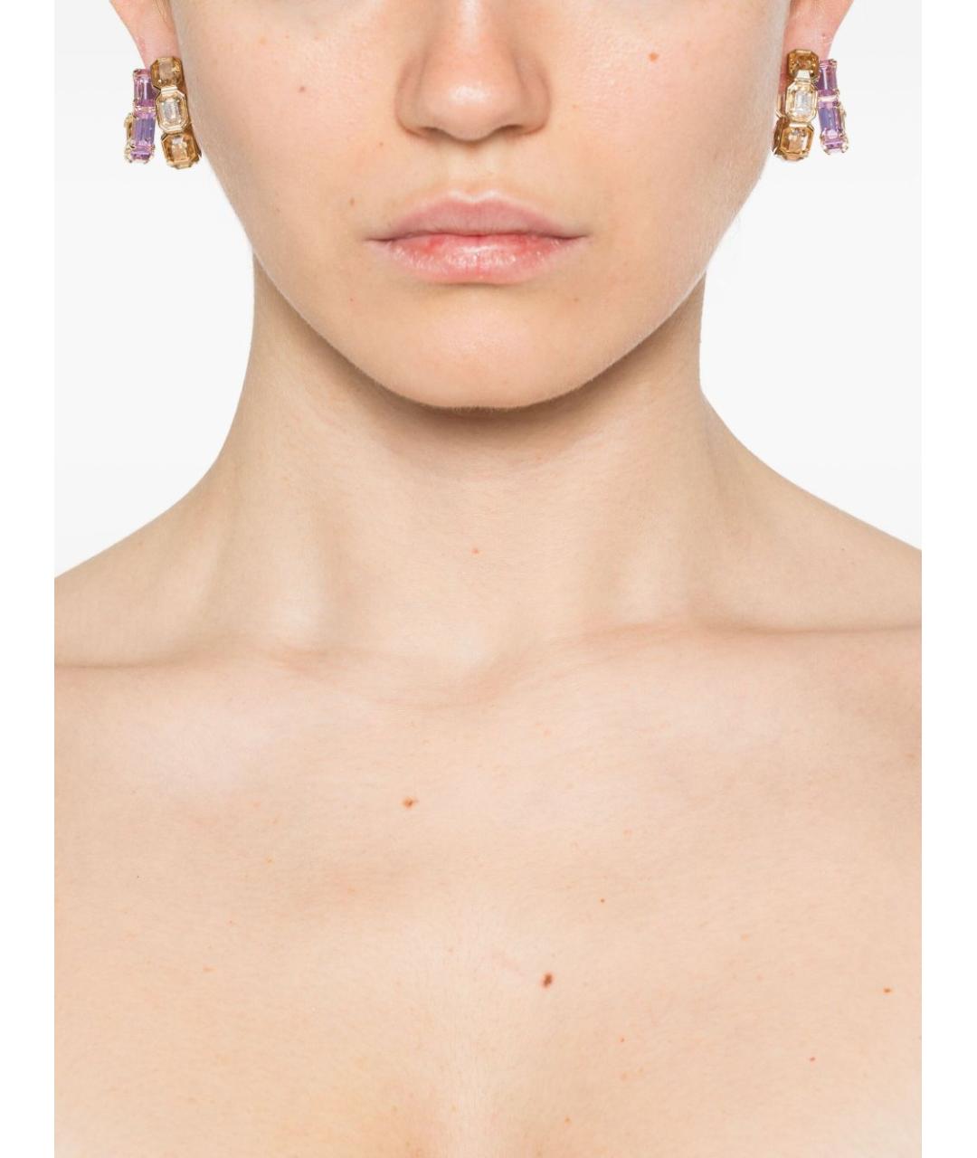 SWAROVSKI Золотые металлические серьги, фото 3