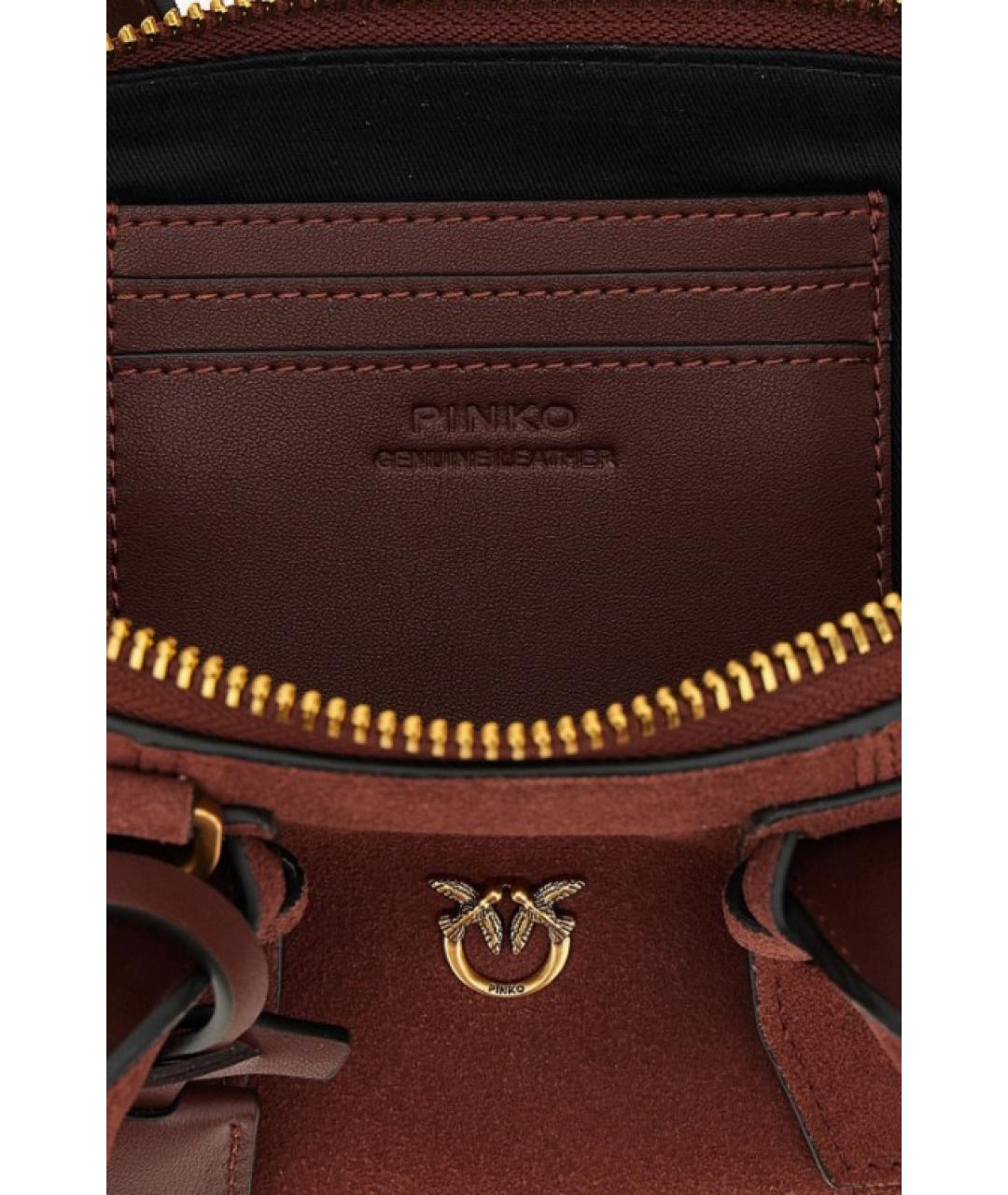PINKO Бордовая замшевая сумка с короткими ручками, фото 4