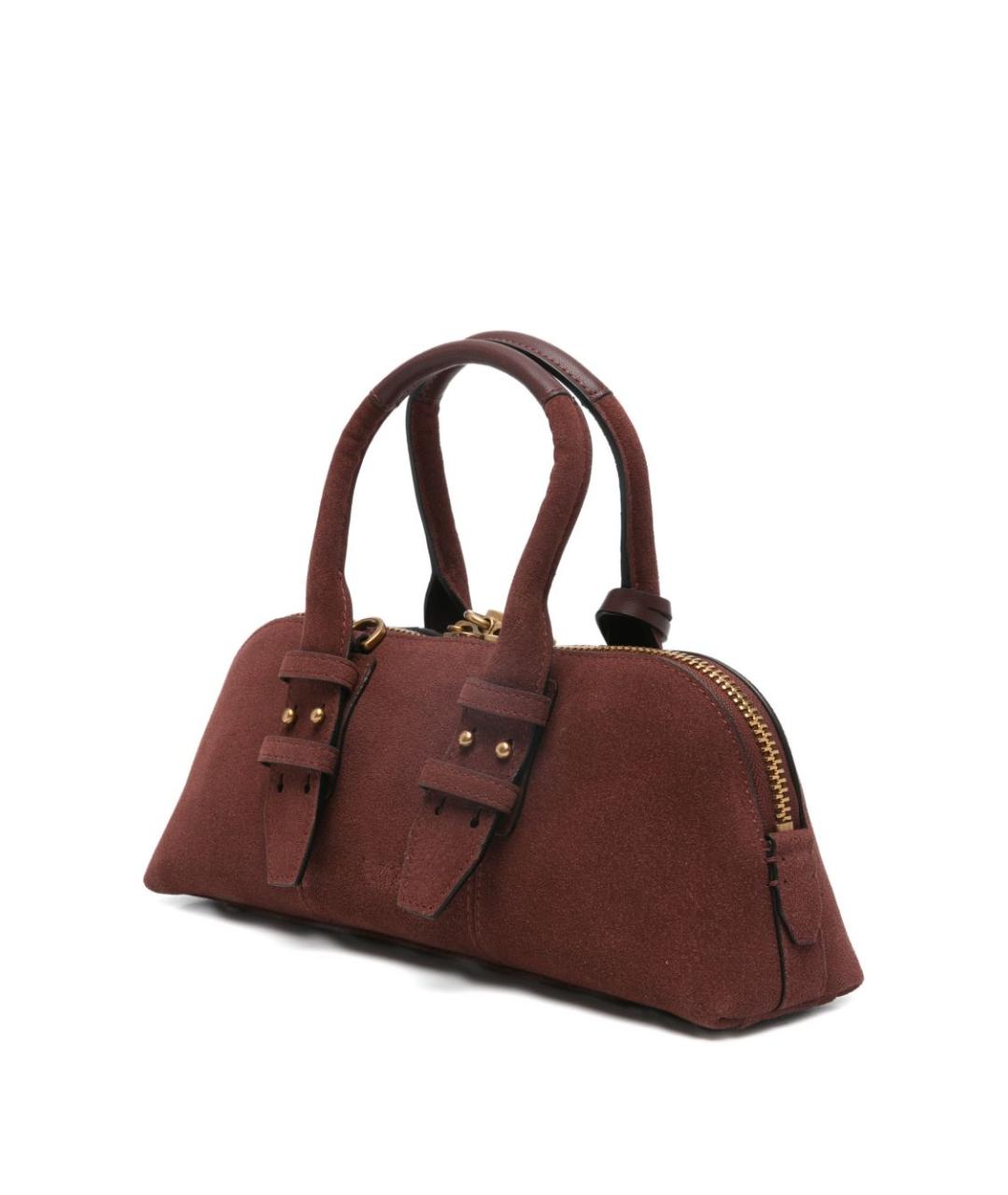 PINKO Бордовая замшевая сумка с короткими ручками, фото 2