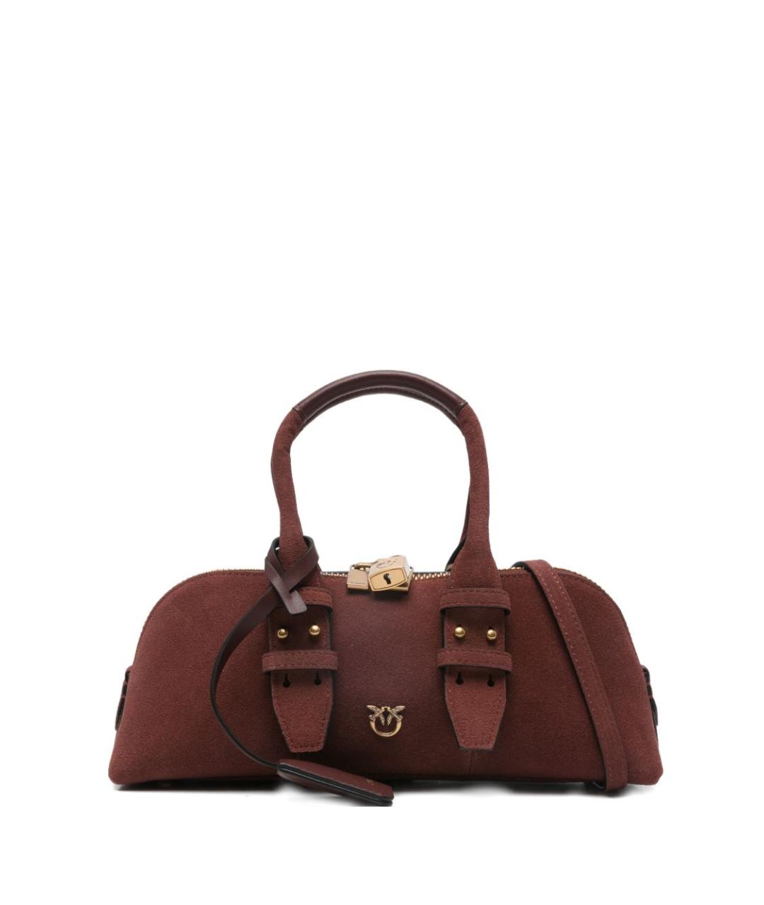 PINKO Бордовая замшевая сумка с короткими ручками, фото 1