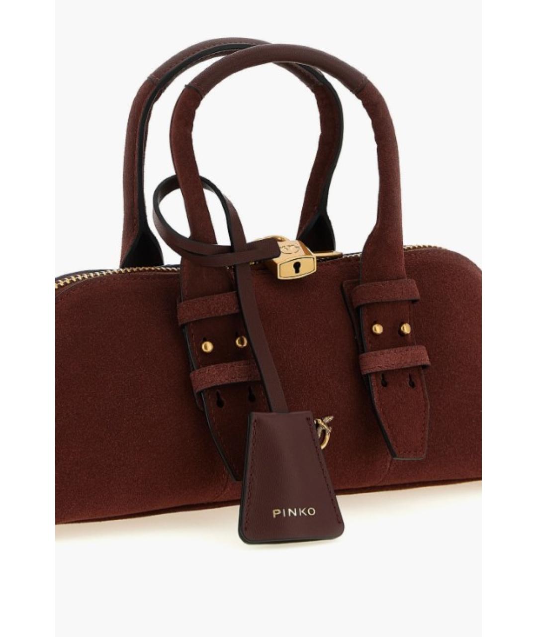 PINKO Бордовая замшевая сумка с короткими ручками, фото 3