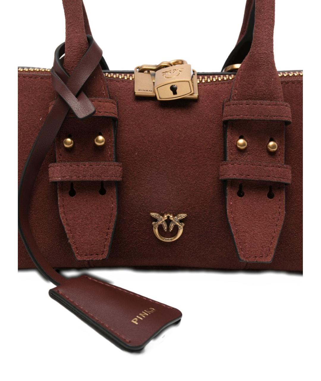 PINKO Бордовая замшевая сумка с короткими ручками, фото 5