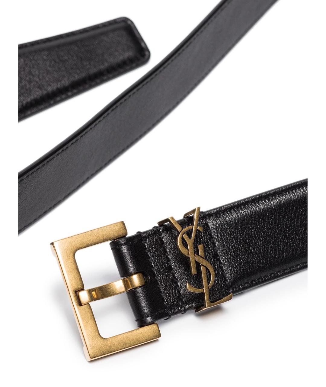SAINT LAURENT Черный кожаный ремень, фото 2