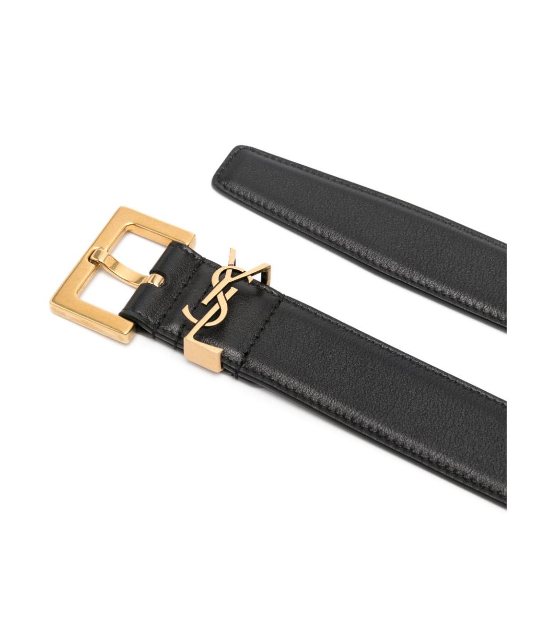 SAINT LAURENT Черный кожаный ремень, фото 3