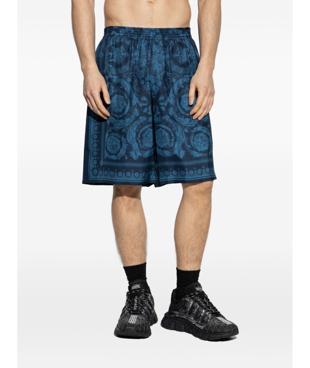 VERSACE Синие шелковые шорты, фото 5