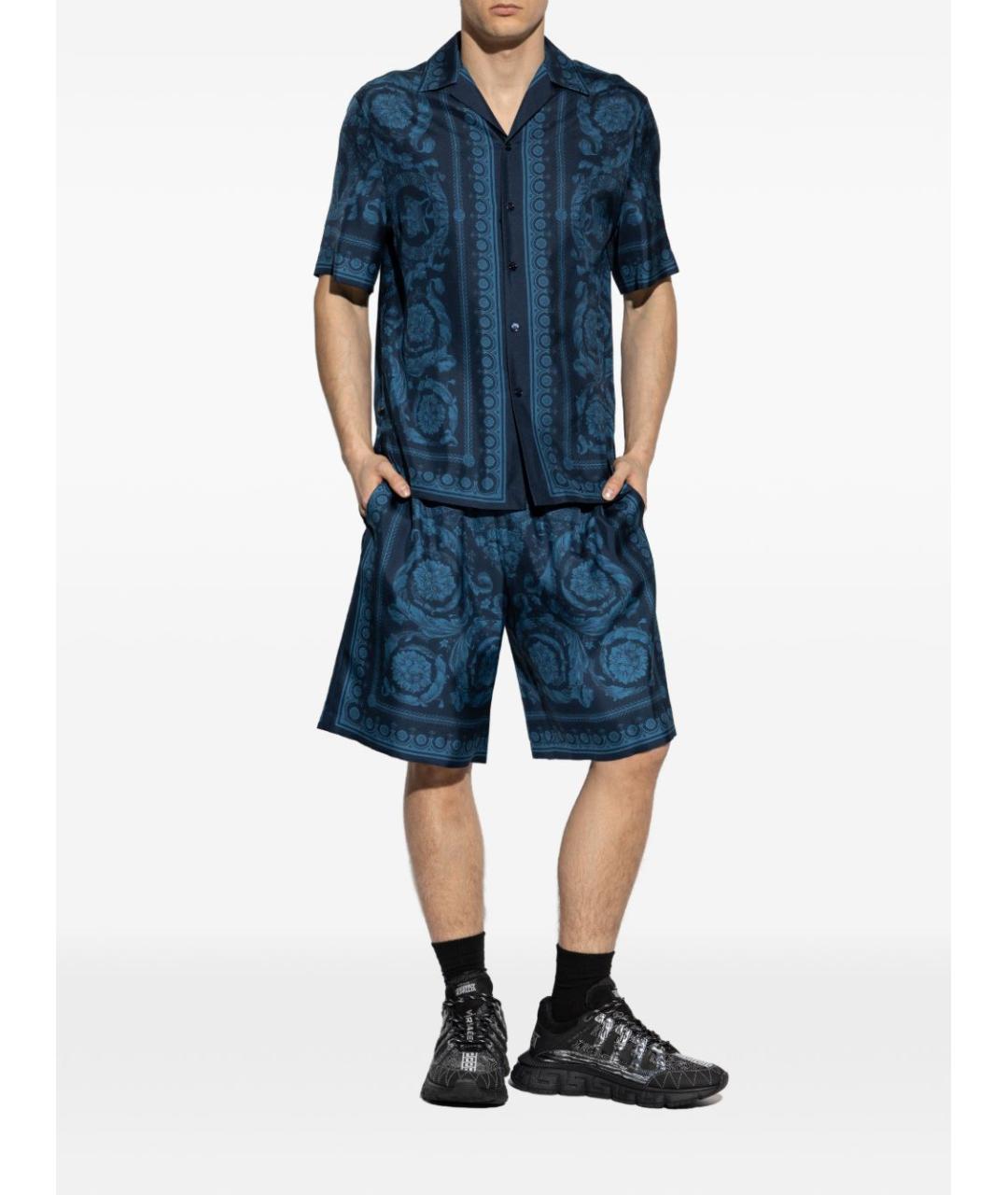 VERSACE Синие шелковые шорты, фото 4