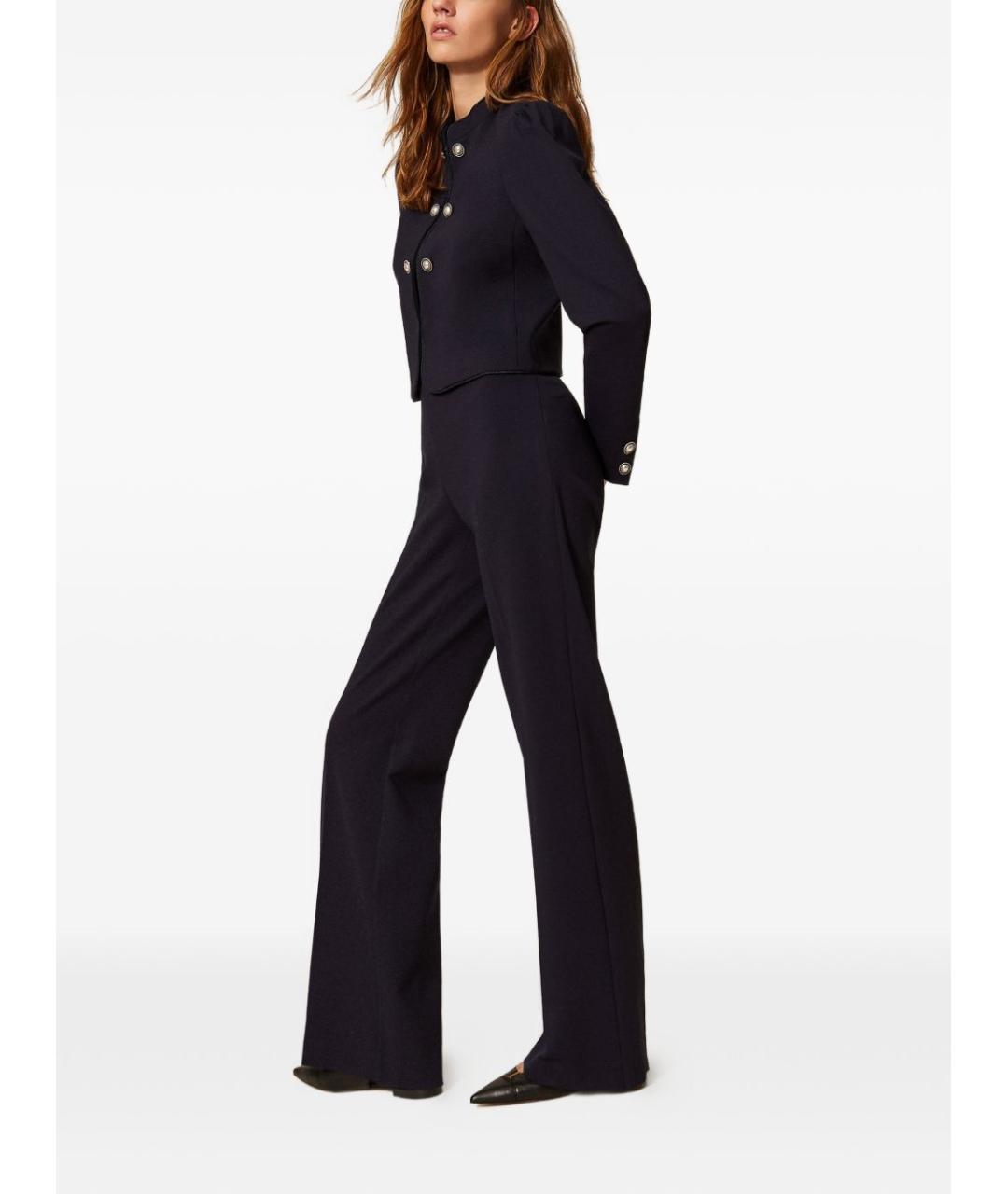 TWIN-SET Синие вискозные прямые брюки, фото 3