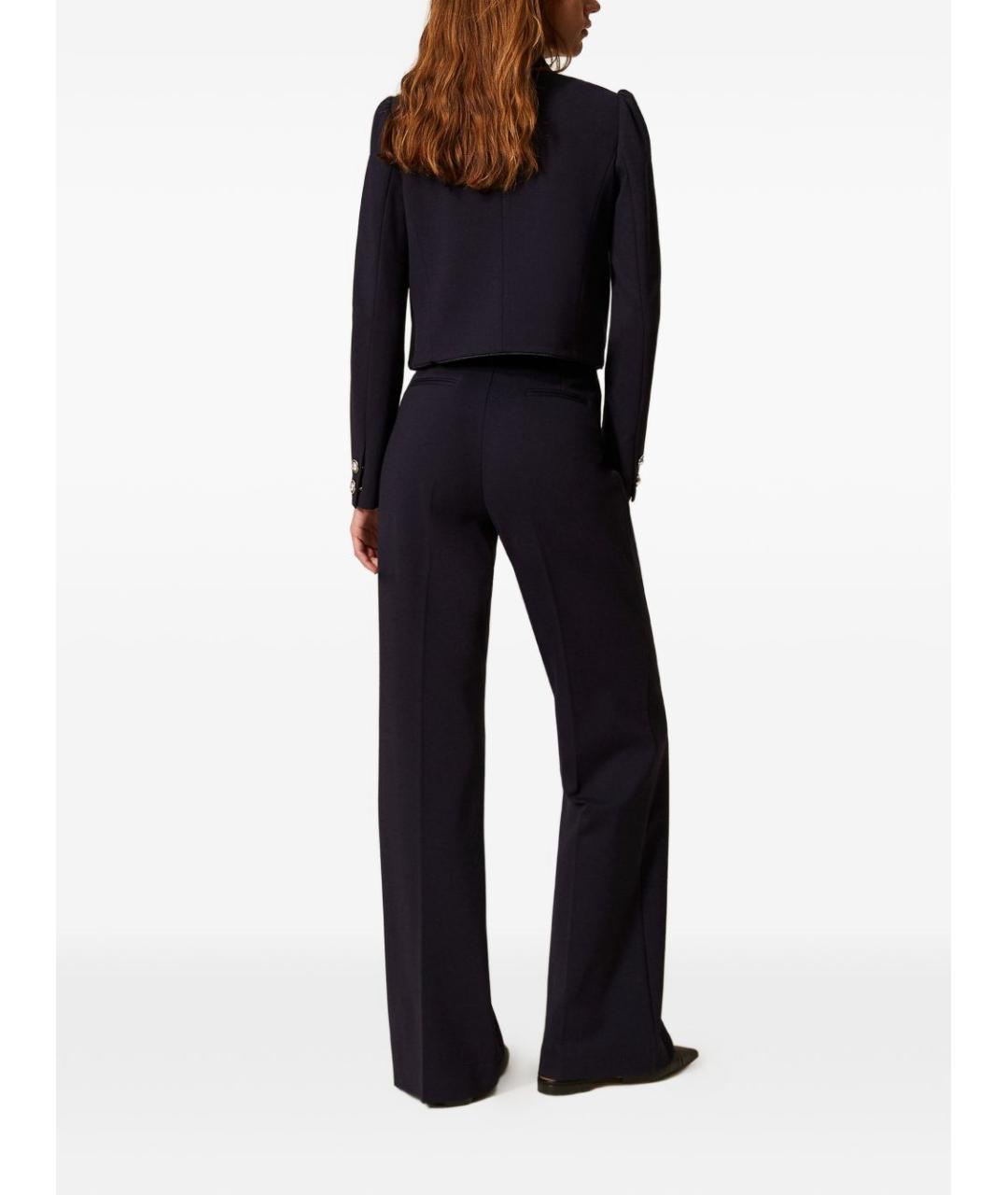 TWIN-SET Синие вискозные прямые брюки, фото 4