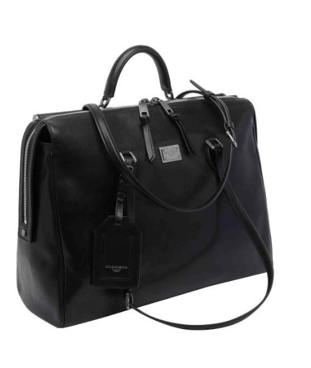 DOLCE&GABBANA Черная кожаная сумка тоут, фото 2