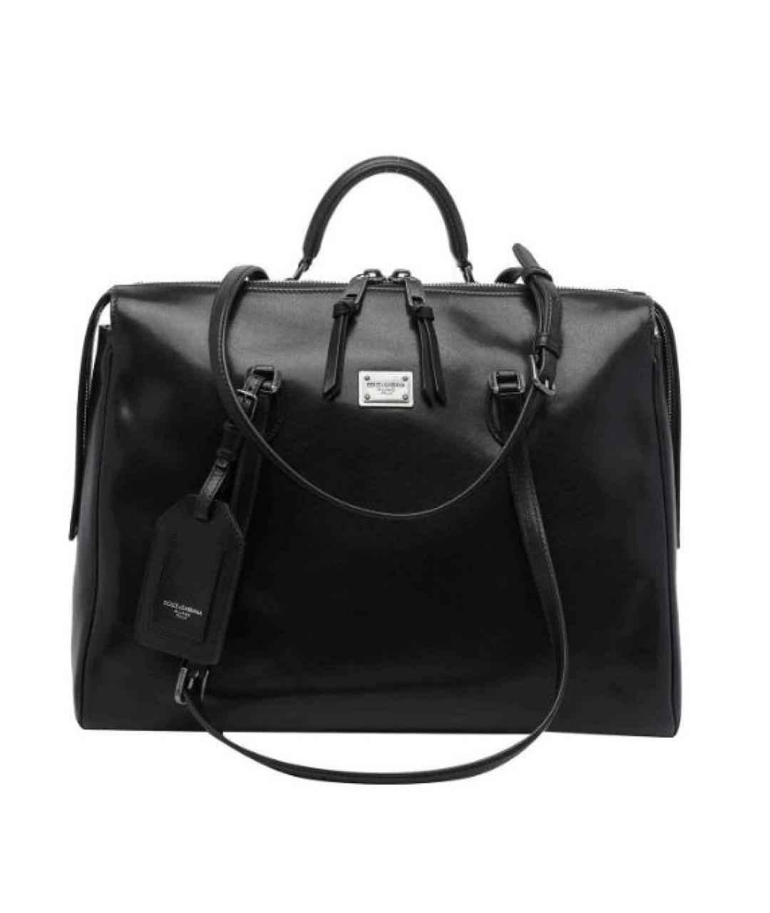 DOLCE&GABBANA Черная кожаная сумка тоут, фото 1