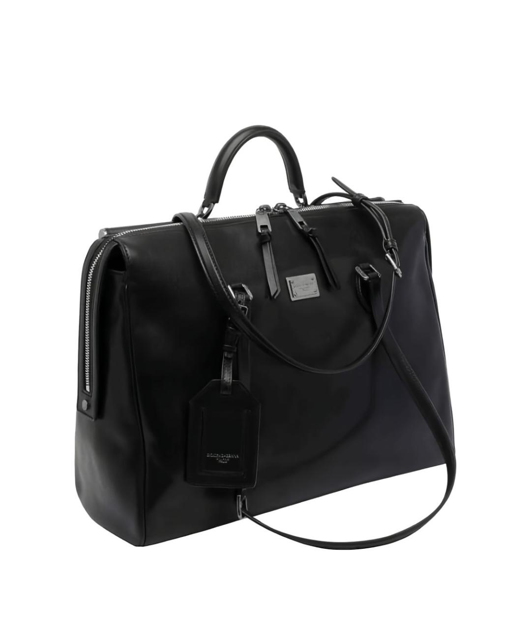 DOLCE&GABBANA Черная кожаная сумка тоут, фото 3
