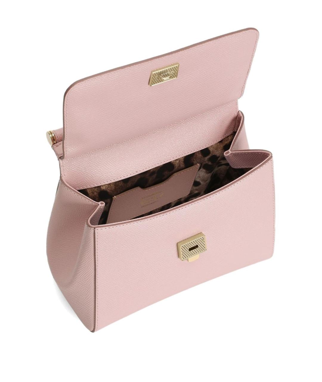 DOLCE&GABBANA Розовая кожаная сумка тоут, фото 3