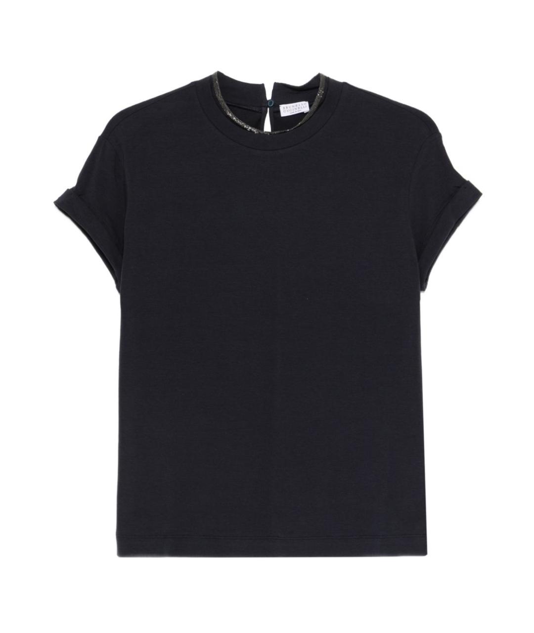 BRUNELLO CUCINELLI Темно-синяя хлопковая футболка, фото 1