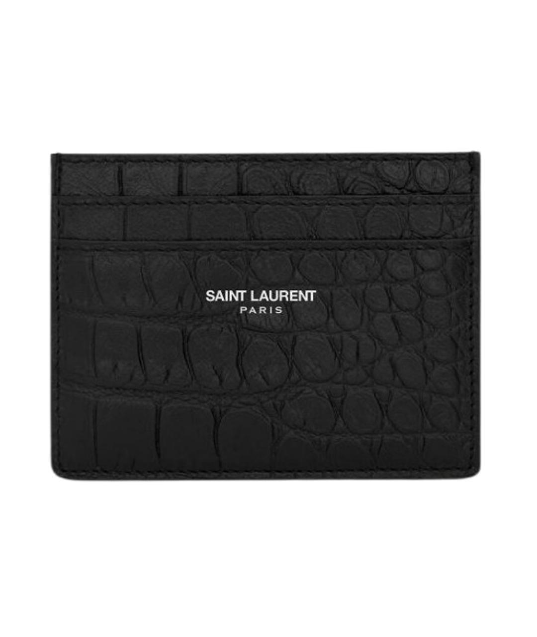 SAINT LAURENT Черный кожаный кардхолдер, фото 1