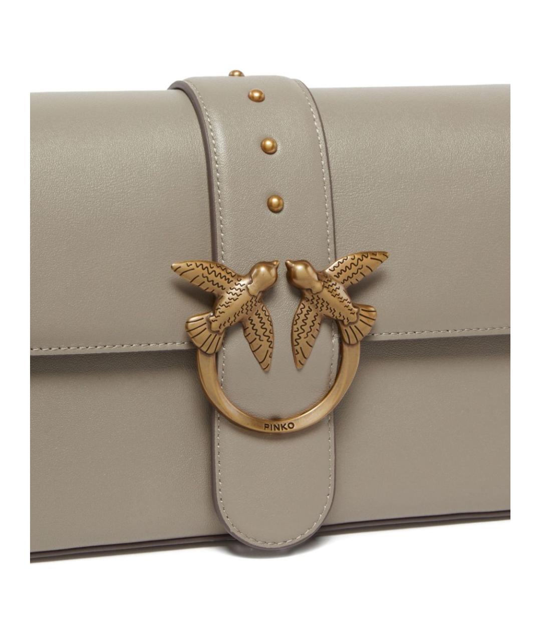 PINKO Серая кожаная сумка через плечо, фото 2