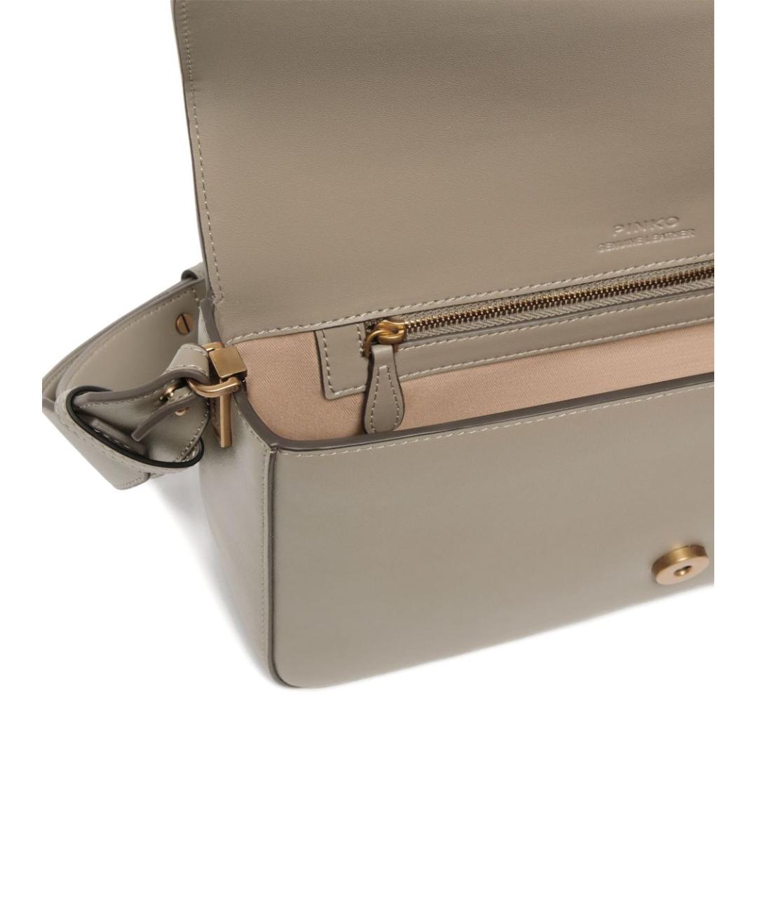 PINKO Серая кожаная сумка через плечо, фото 4