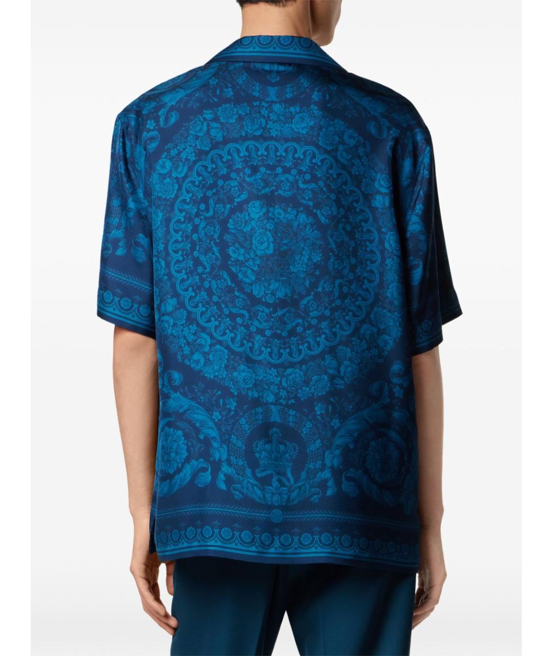 VERSACE Синяя шелковая кэжуал рубашка, фото 3