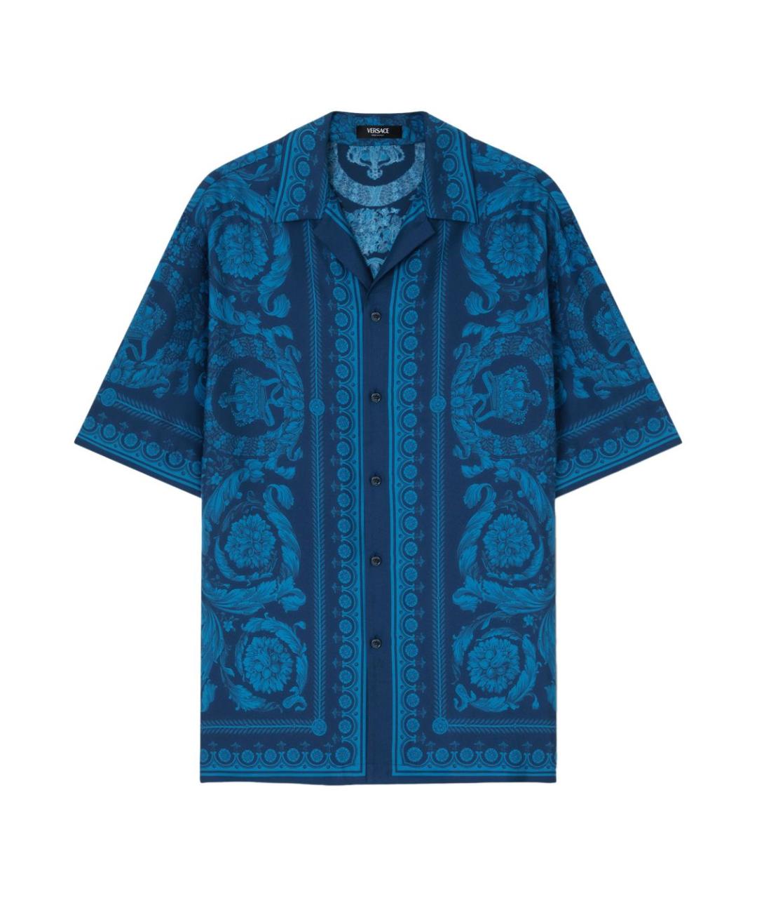 VERSACE Синяя шелковая кэжуал рубашка, фото 1